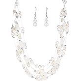 Layered Chunky Statement Necklace for Women Colorful Boho Beaded Necklaces and Earring Set Fashion Costume Jewelry for Women