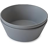 mushie Round Dinnerware Bowls for Kids | Made in Denmark, Set of 2 (Smoke)