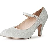 J. Adams Honey Mary Jane Shoes for Women – Retro Vintage Oxford Pumps with Low Kitten Heels, 1950s Round Toe Design and Adjustable Ankle Strap – Women’s Dress Shoes