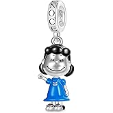 GNOCE Peanuts Lucy Pendant Dangle Charm Bracelet for Women, S925 Sterling Silver Dangle Charms for Women Wife, Valentine‘s Day, Mother’s Day Jewelry