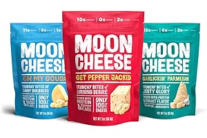 Moon Cheese Bites Bundle, Garlickin' Parmesan, Oh My Gouda, Get Pepper Jacked, 2-Ounce, 3-Pack, Lunch or After-School Snack