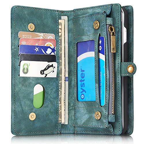 For Iphone 7 Leather Wallet Magnetic Phone Case Detachable Protective Case with Card Holder Folio Flip Cover, Blue