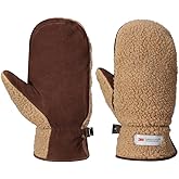 Harssidanzar Men's Sherpa Mitten Genuine Suede Thermal Lined Outdoor Mitt Winter With Finger Liners SM040US
