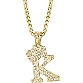 Richsteel Initial Necklace for Men A-Z 18K Gold Plated Crown Shiny Cubic Zirconia Monogram Pendant for Women Fashion Jewelry
