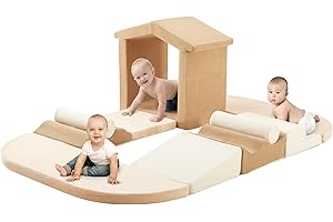 Elftopia 10-Piece Foam Climbing Blocks with Ramp & Stairs for Toddlers,Soft Play Gym Set,Foam Toddler Climbing Toys for Indoor Crawling,Sliding & Creative Play-Classic Color​