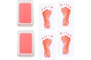 RIKWOG Baby & Pet Paw Print Kit, 2 Pink Inkless Print Pads + 4 Imprint Cards, Perfect Keepsake Gift for Newborns and Pets