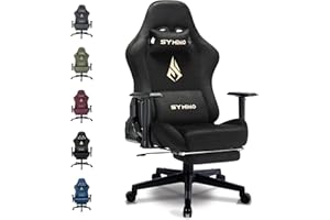 Symino Gaming Chair, Computer Chair with Footrest, Headrest and Lumbar Support, Ergonomic PC Chair, Height Adjustable Rotatin