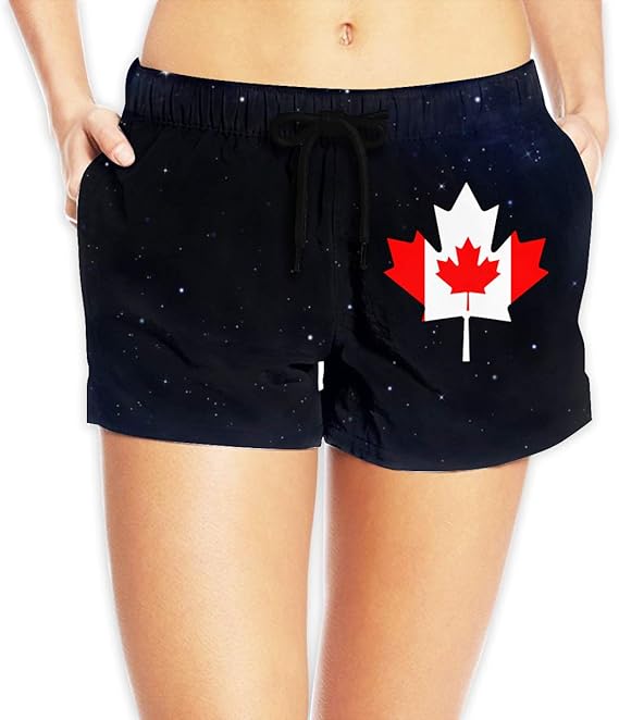 Women's Quick Dry Beach Shorts, Polyester Canadian Canada Flag Maple