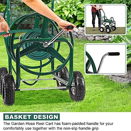 Dkeli Hose Reel Cart Garden Hose Carts with Wheels Heavy Duty Portable