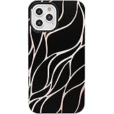 Casely iPhone 12/12 Pro Case | Midnight Ride | Black and Gold Metallic Waves | Bold Protective Design