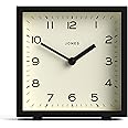 JONES CLOCKS® 'Disco' Desk Clock – Sleek Square Design in Black, Stylish and Easy to Read for Shelf, Table, Mantel or Bedside