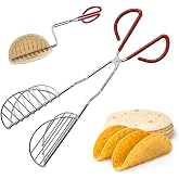 HIC Kitchen Taco Making Tools, Taco Shell Tongs, Steel, Stay-Cool Handle, For Frying Homemade Crispy Shells For Tacos, Appetizers, Dips, And Desserts