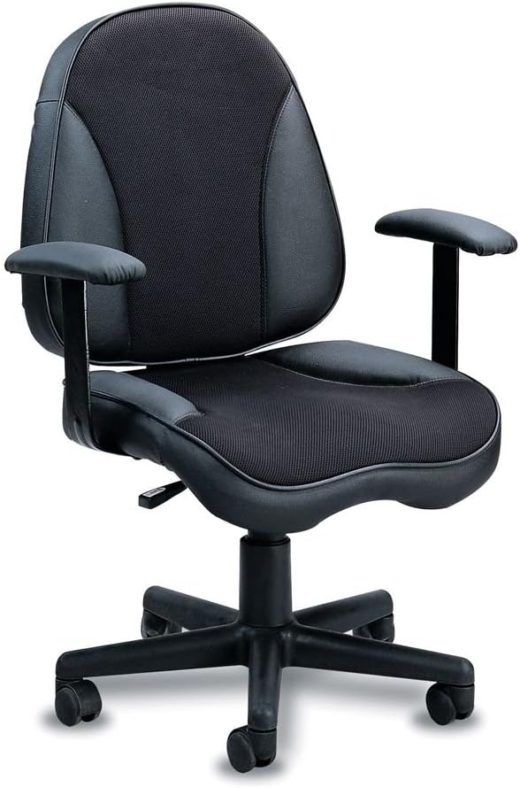 Executive Black Leather & Mesh Fabric Office Chair