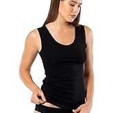 VAVONNE Pima Cotton Tank Tops for Women, Laser Cut Basic Scoop Neck Camisole Undershirt