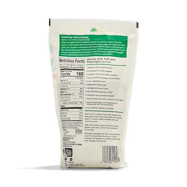 365 BY WHOLE FOODS MARKET, ORGANIC WHITE QUINOA, 16 OUNCE