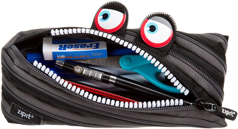 ZIPIT Wildlings Pencil Case for Kids Cute Zipper Pouch for Boys Girls and Teens Stationery Bag for School ,Black - Image 3