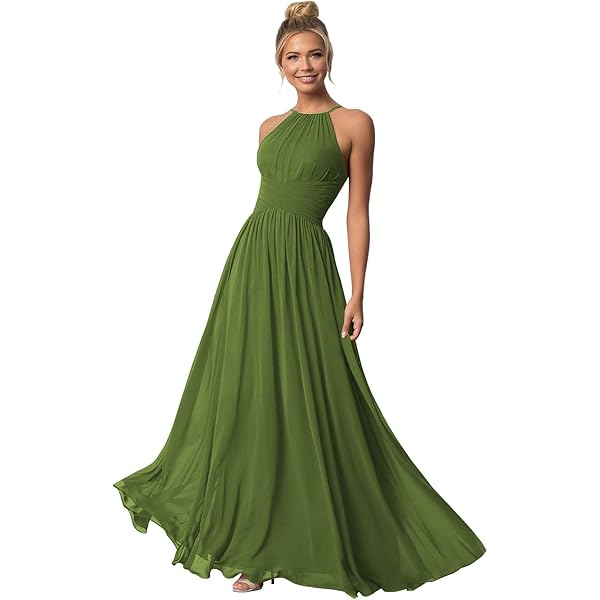 open lace back dress Olive green chiffon slip long dress, bridesmaid dress, wedding guest dress,  evening dress, long straps dress, bridal party attire, long dress – ENME.ME main image 0
