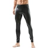 QiaTi Men's Faux Leather Tight Pants Long Trousers Leggings Stretchy Casual Skinny Pants Rock Punk Motorcycle for Men