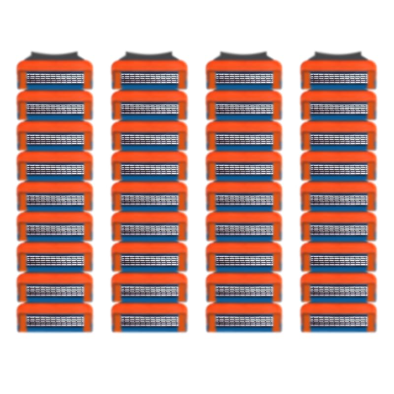Photo 1 of 36 Blades Replacement Parts for GL-Fusion 5 Style Razors (Orange-Blue), Wet Razors Men's Blades Value Packs