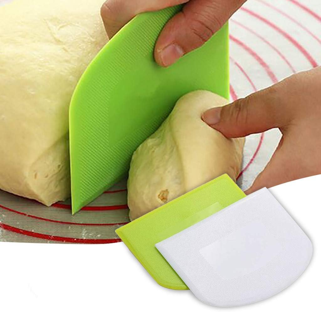 2 Pieces Dough Scraper Bowl Scraper Food-safe Plastic Dough Cutter Flexible Plastic Scraper Practical Bench Scraper Multipurpose Food Scrappers for Bread Dough Cake