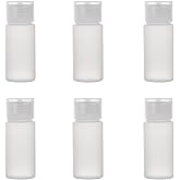 ALINK Travel Size Plastic Empty Toiletry Bottles, 30ml (1 oz) Pack of 6 Liquid Containers with Labels