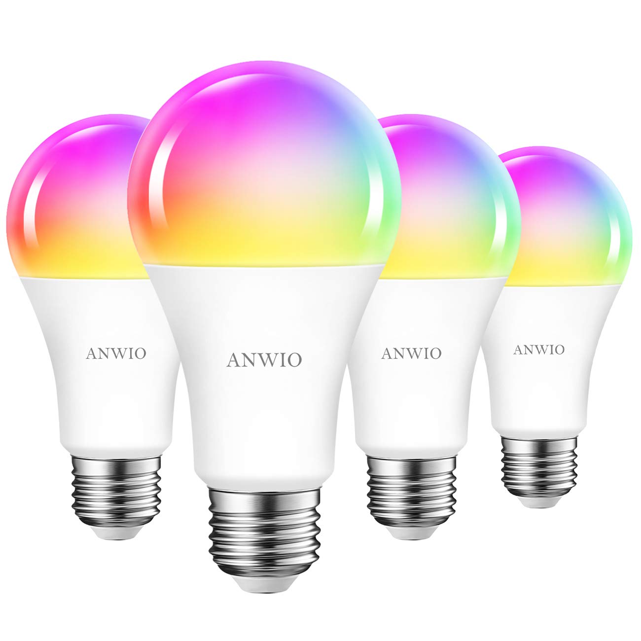 ANWIO E27 Dimmable Smart LED Bulb, 12W Equal to100 Watt, 1521Lm, Works with Alexa, Echo and Google Assistant, Dimmed TUYA/Smart Life APP, 4 Pack