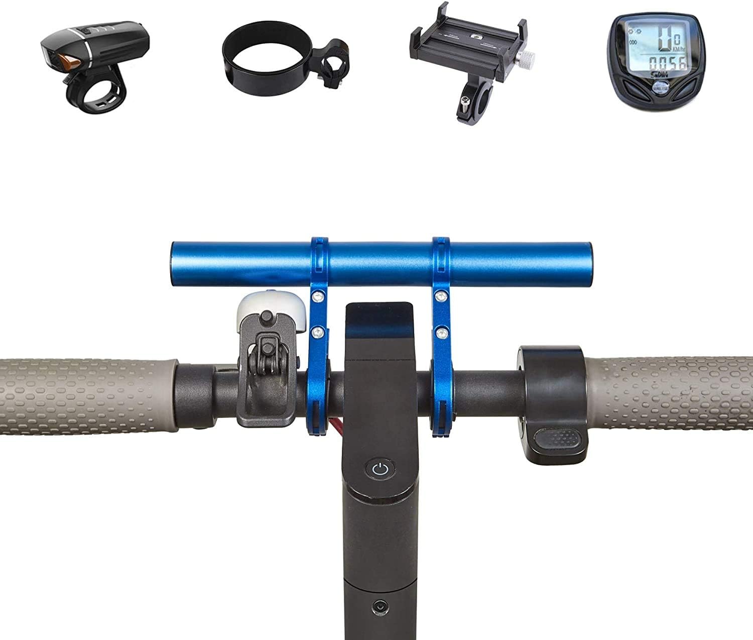 SOULBEST Manillar Bicicleta Extensor - Barra de extensión de Manillar para Bici,Soporte de Extensión con Abrazaderas Dobles para Luz de Bicicleta MTB, GPS,Teléfono,Velocímetro (Azul-20cm): Amazon.es: Deportes y aire libre