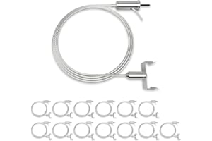 Litezone 14 Pack Hexagon Garage Light Hanging Cable Kit, Adjustable 1.0M Stainless Steel Suspension Wire Rope Set, Heavy Duty 1.5mm Lighting Hanging Kit for Hex LED Lights, Max Load 6.6lbs