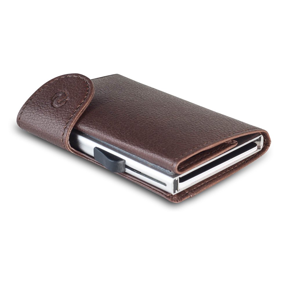 C-secure Card Holder in Brown Italian Leather RFID NFC Blocker Wallet
