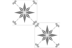 NEGEMEL 2Pcs Reusable Tile Stencils Large Accent Floor Stencils for Painting Floors Wall Stencils Paint Geometric Stencils for Walls,Patio,Floors,Fireplaces and Kitchen Backsplashes (Star, 6''x6'')