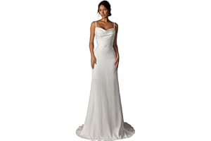 AIMEVERNAL Women's Lightweight Wedding Dresses,Jacquard Simple Wedding Gown,Halter Strap Elegant Wedding Dress for Bride
