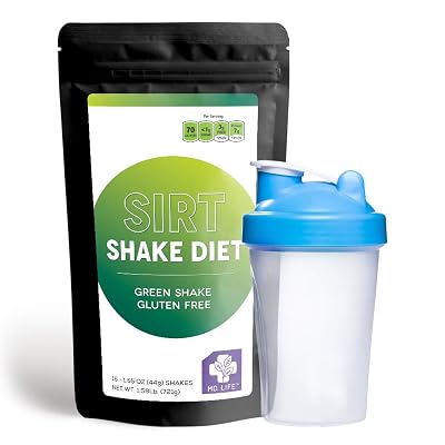 MD. LIFE SIRTfood Diet Shake - Superfood Powder - SIRT Food Organic Meal Replacement Shakes - Sirtuin Activator - Gluten Free and Vegan Protein Powder - 16 Servings with Shaker - Super Greens Powder