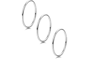 LOYALLOOK 3pcs 1mm Stainless Steel Women's Plain Band Knuckle Stacking Midi Rings Comfort Fit Silver/Gold/Rose Tone