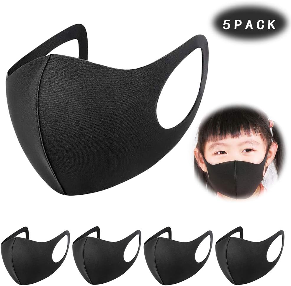 xiaoHannaw Anti Pollution Dust Mask,Reusable Adjustable Dustproof Face Mask for Kids Child Outdoor Activity,Pack of 5