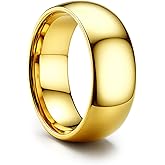 ORAZIO Stainless Steel Rings for Men Women 6MM 8MM Wedding Band Rings Silver/Black/Gold Domed High Polished Basic Wedding Bands Comfort Fit Size 6-14