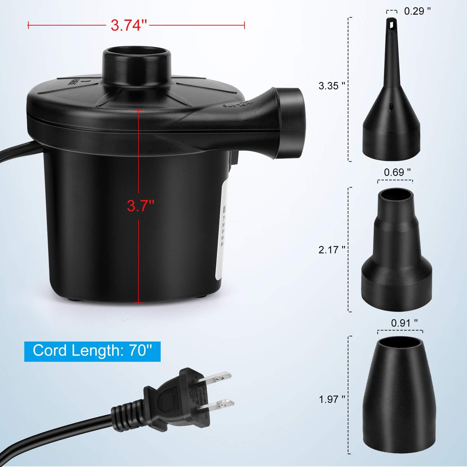 Electric Air Pump, Air Pump for Inflatables Air Mattress Pump with 3 Nozzles Inflator/Deflator Quick Air Pump for Air Bed Pool Toy Raft Boat Swimming Ring AC 110V 130W: Home & Kitchen