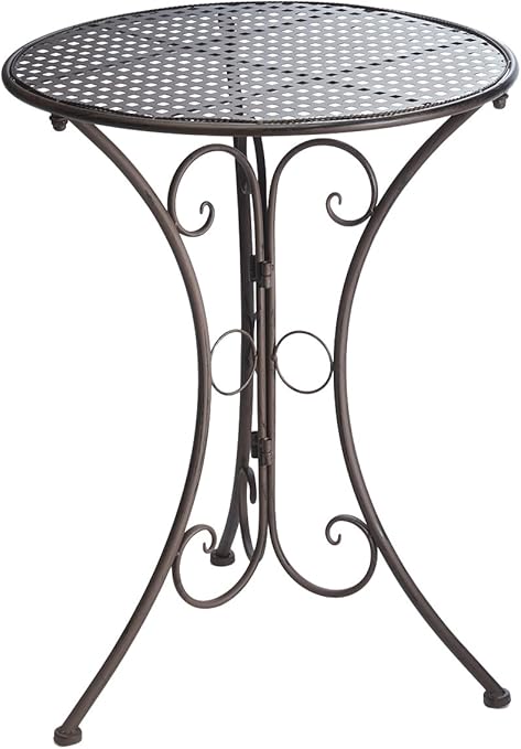 Amazon De Kobolo Metalltisch Gartentisch Beistelltisch Rundtisch Deko Tisch Aus Metall Braun 70cm
