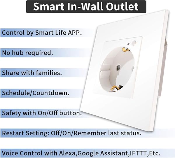 CNBINGO Enchufe inteligente compatible con AlexaGoogle Homedispositivo IFTTT 16 Amp Single WiFi hembra con botn encendidopantalla aplicacin Smart Life mando a distancia de 1 enchufe