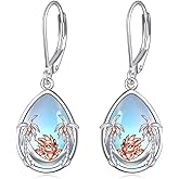 Sloth/Dragon/Turtle/Dog Earrings Sterling Silver Cute Animal Dangle Earrings Moonstone Teardrop Drop Earrings Jewelry Gifts for Women
