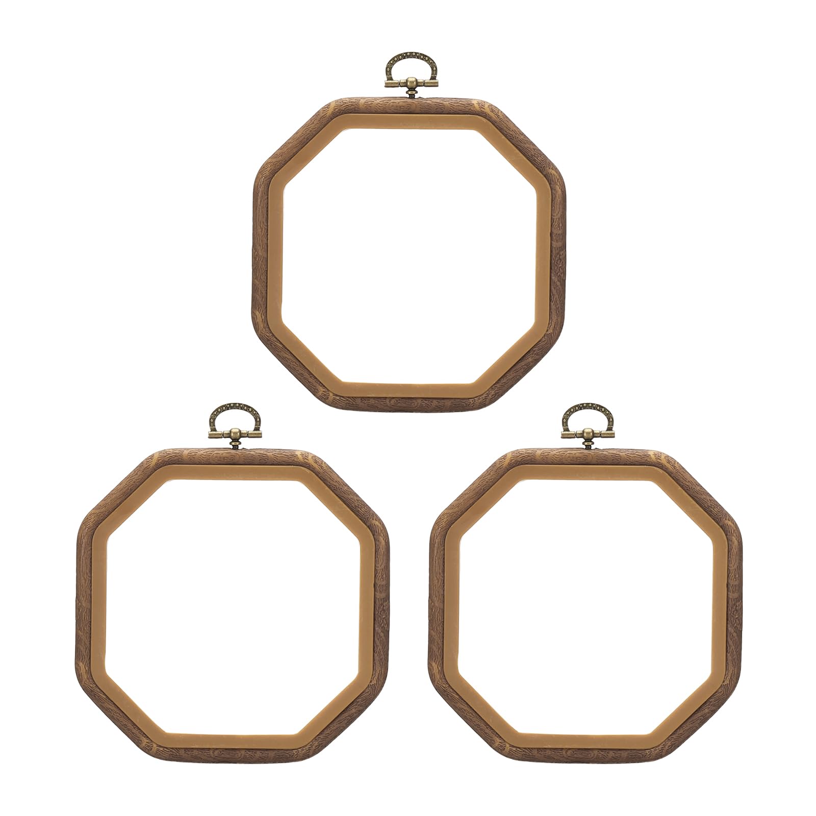 PATIKIL 6x6inch Embroidery Hoops, 3Pieces Imitated Wood Octagonal Frame Cross Stitch Hoop Ring for Embroidery Art Craft Sewing Ornaments Hanging Decoration