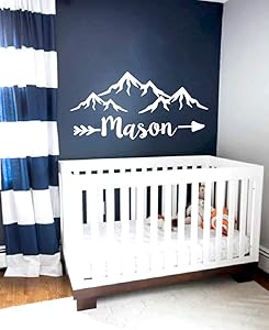 Mountain Boy Name Wall Decal Nursery Mountains Wall Decal Boy Nursery Wall Baby Room Woodland Decor Boy Name Wall Decal Rustic Decal