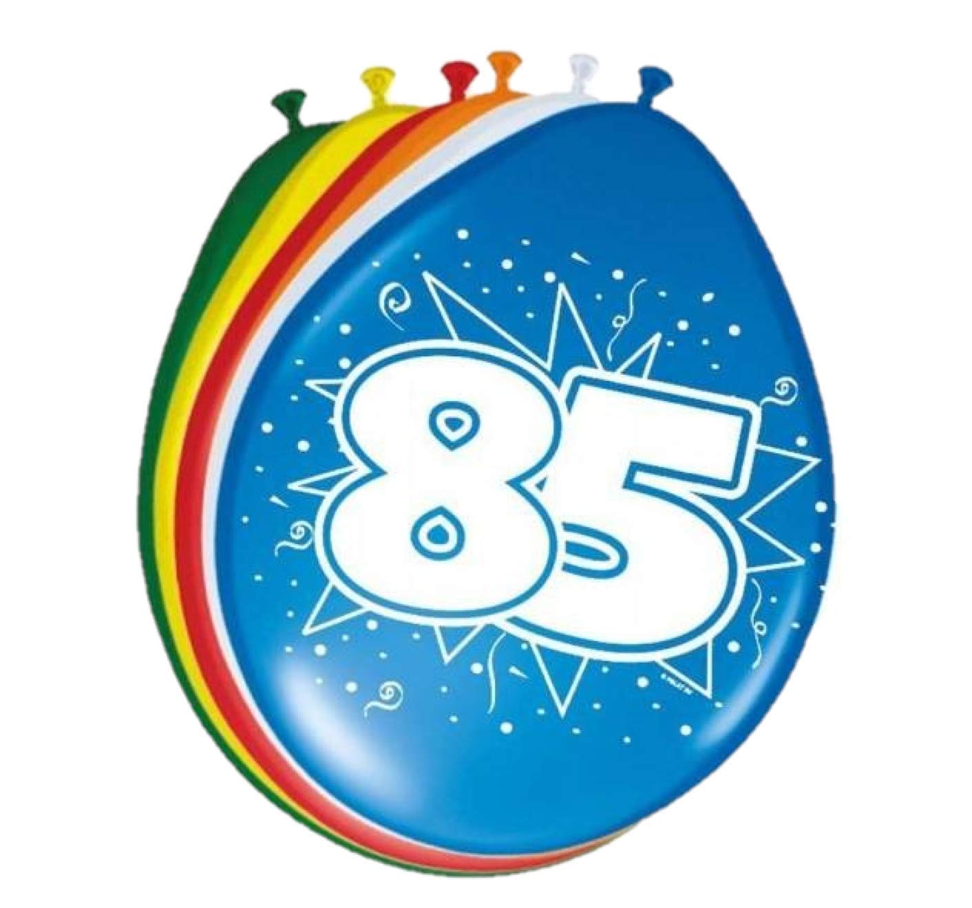 Folat 08227 85th Birthday Balloons 30 cm - 8 pieces, Multi Colors, 85 cm โ image 1
