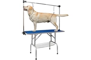 LOVMOR 46 Inch Dog Grooming Table,Adjustable Home Pet Grooming Tables with Arm/Noose/Mesh Tray