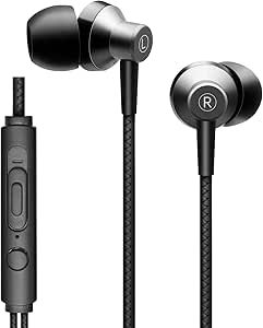 Earphones Wired with Microphone, Noise Isolating in-Ear Headphones, Powerful Heavy Bass, High Definition, Earbuds Compatible with iPhone, iPad, Computer, Laptop,Smartphones,Fits 3.5mm Jack