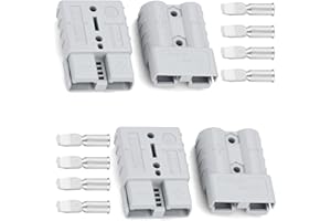 DENT-DE-LION 4 Pcs 6 Gauge 50A Battery Quick Connect Disconnect Connector with 6 AWG, Jumper Cable Plug Connector Kit for Recovery Winch, Trailer, Towing Systems (Grey No Cover)