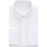 REXIUD Men's Dress Shirt Stretch Tuxedo Shirt Cutaway Collar Long Sleeve French Cuffs Solid