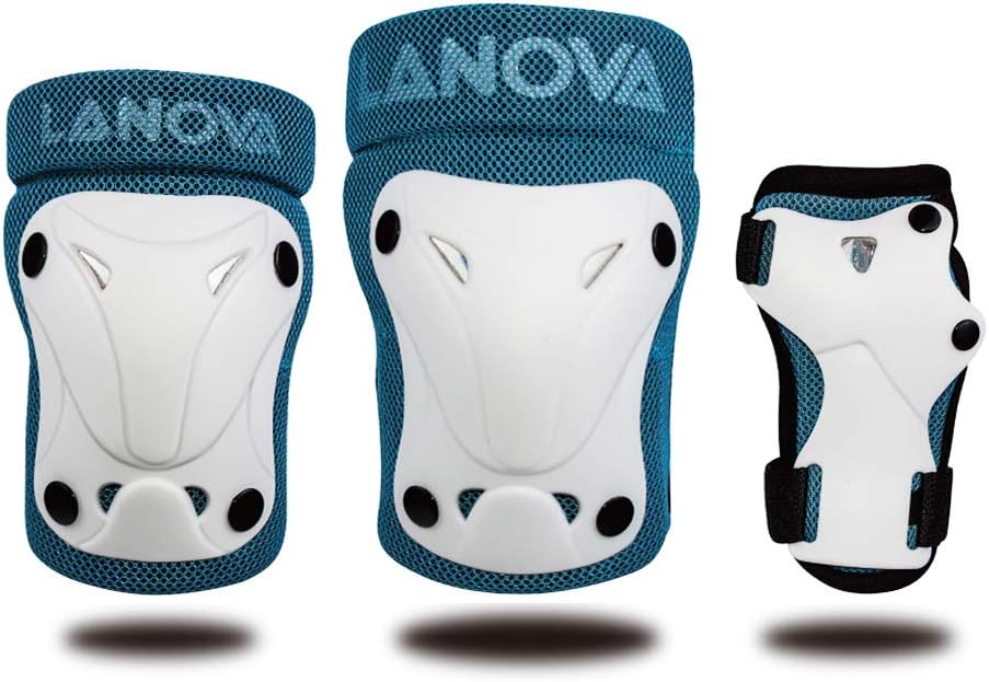 LANOVAGEAR Kids Adjustable Protective Gear Set, Knee and Elbow Pads with Wrist Guards for Multi-Sports Outdoor Activities: Bike Cycling Bicycle Riding Rollerblading Skating Skateboarding