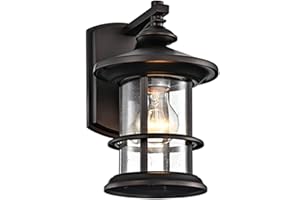MICSIU Oil Rubbed Bronze Outdoor Light Fixture Wall Mount, Clear Seedy Glass Exterior Wall Mounted Light Fixture, 10" Exterior Lights for House, Front Porch, Patio, Backyard