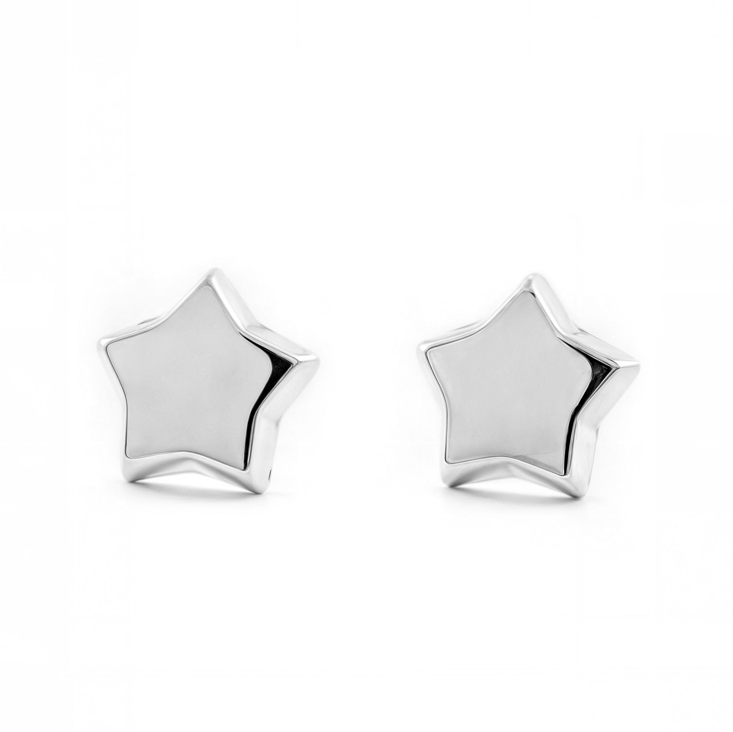 Mondepetit - 9ct White Gold Star Earrings shine