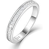 STARCHENIE Stackable Ring for Women | 925 Sterling Silver Eternity Band | Princess Cut Birthstone Rings Size 5-10